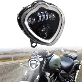 LED Headlights for Kawasaki Vulcan 650 15-23, Projector LED Headlamp Front Lights with High Low bean DRL Halo Ring lights for Kawasaki Vulcan S 650 EN650 2015-2023, Replace #YGJM-0031