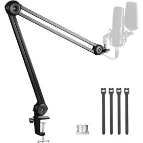 BOYA Microphone Boom Arm,Large Mic Arm (46 inch) with Desk Mount & 5/8"to 3/8"Screw Adapter Heavy-Duty Microphone Arm Stand Adjustable &Foldable for Streaming/Podcast/Gaming(BY-BA20)