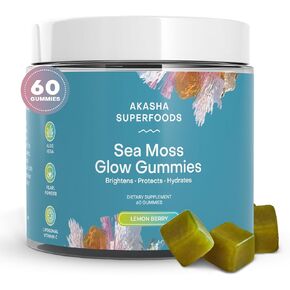 Sea Moss Glow Gummies I Hair Skin and Nails Vitamins, Seamoss, Pearl Powder, Vitamin E, Aloe Vera, Liposomal Vitamin C, Irish Sea Moss Gummies for Women & Men (60 Count (Pack of 1))