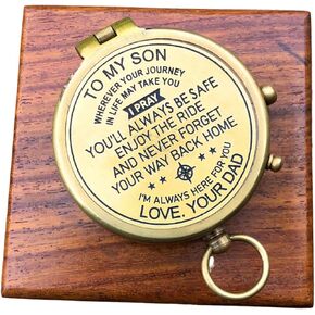 Personalized Compass Gift to My Son/Nautical Gift for Son from Dad/Gift to Son from Mom A for Graduation, Anniversary, Baptism, Retirement and Unique Gift with Wooden Box