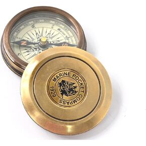 Brass Nautical 2 inches Vintage Compass Replica Brass Pocket Transit Compass - Robert Frost Poem