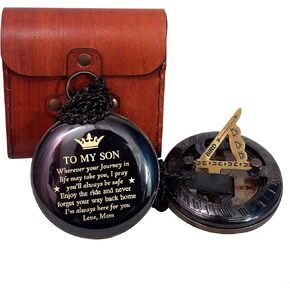 بوصلة إلى ابني مع حقيبة جلدية - بوصلة من الأم إلى الابن - هدايا من الأب إلى الابن - إلى حفيدي - هدايا يوم التخرج لعيد ميلاد الابن، المعمودية، التخرج، التأكيد، هدايا له in Kuwait