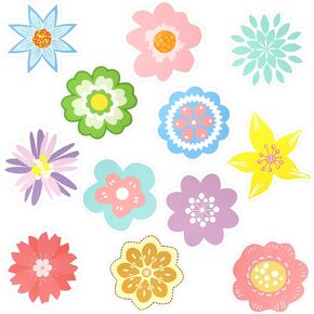 JUNEBRUSHS Flower Cutouts, 72PCS Spring Flower Paper Cutouts Springtime Bulletin Board Decoration for School Party Craft Supplies