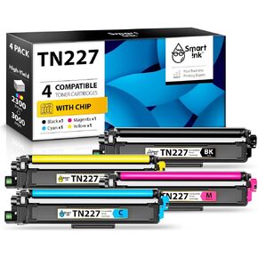 Smart Ink Compatible High Yield Toner Cartridge Replacement for Brother TN227 TN223 TN-227 TN223bk TN227bk (BK/C/M/Y 4 Pack) to use with MFC-L3770CDW HL-L3270CDW HL-L3290CDW MFC-L3710CW HL-L3210CW