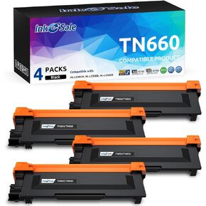 INK E-SALE Compatible Toner Cartridge Replacement for Brother TN660 TN630 use for MFC-L2700DW HL-L2340DW HL-L2300D HL-L2380DW DCP-L2540DW DCP-L2520DW MFC-L2740DW MFC-L2720DW (4 Pack Black, Design V3)