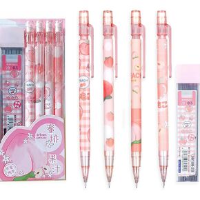 4PCS Cute Cartoon Dinosaur Mechanical Pencils Set with Tubes 0.5 mm Pencil Refills Back to School Gift for Kids Girls Boys Student (Green)