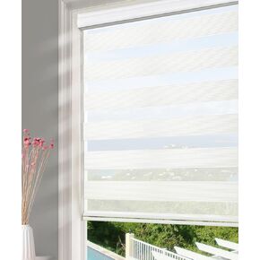 Homebox Zebra Blinds for Indoor Windows, Roller Window Shades Light Filtering Sheer Light Control 53 Inch Wide Blinds, 53" W x 72" H White in Kuwait