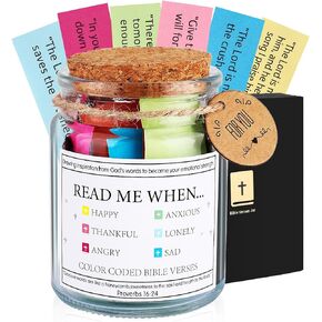 Bible Verses Jar,Christian Gifts for Women The Hope Jar Bible Verses Glass Prayer Jar Color Coded Bible Verses In A Jar with 90 Coloring Scriptures,Religious Gifts Faith Based Gifts