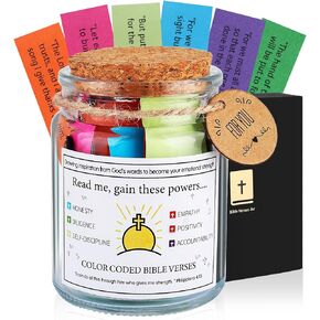 Bible Verses Jar,Christian Gifts for Women The Hope Jar Bible Verses Glass Prayer Jar Color Coded Bible Verses In A Jar with 90 Coloring Scriptures,Religious Gifts Faith Based Gifts