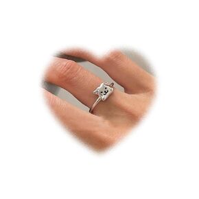 Cute Dog Ring for Teen Girls Silver Dog Knuckle Ring Dainty Stacking Ring Animal Finger Ring Personalized Open Ring Adjustable Pet Ring Jewelry for Women Gifts