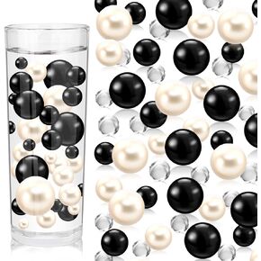 100PCS Green Floating Pearls, Green Marbles for Vases, Floating Beads for Centerpiece Vases, Vase Filler Faux Pearls, No Holes Filler Beads for Party Wedding Table Decor, 14/20/30mm