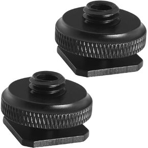 2PCS Hot Shoe Adapter 3/8 Male to 1/4 Female Single Layer Hot Shoe Bracket Extension Screw Flash Stand Tripod Phone Holder Photography Tripod Plate Converter for Video Lights Monitors
