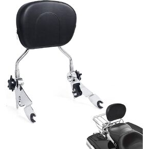 MZS Motorcycle Sissy Bar Backrest Pad, Adjustable Detachable Passenger Rear Touring Backrest Accessories Chrome Compatible with Electra Glide | Road Glide | Road King | Street Glide | Ultra Limited