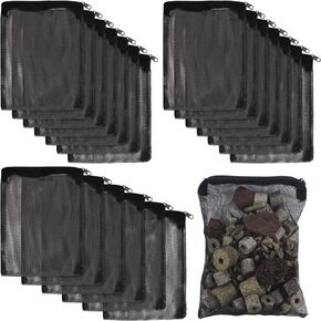 20pcs Aquarium Filter Media Bags 8x6inch Fine Mesh Bags Reusable Filter Bags with Plastic Zipper for Biospheres,Ceramic Rings(Black)