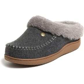 Dearfoams womens Atley Indoor Outdoor House Shoe Fuzzy Memeory Foam Clog