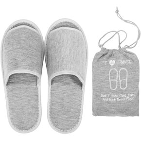 PRETYZOOM 1 Pairs Portable Travel Slippers Open Toe Sandals Spa Hotel Slippers Guest Room Indoor House Slipper Business Trip Flight Slippers Shoes Footwear with Bag Black