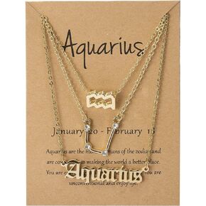 3Pcs 12 Constellation Zodiac Sign Layered Choker Necklaces Letter Astrology Horoscope with Message Card for Women Girls Jewelry