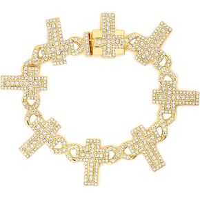 Eye Cuban Link Chain for Women, Gold Silver Diamond Prong Cuban Chain, Hip Hop Iced Out Chain Necklace With Safety Buckle for Women Girls Jewelry Gift