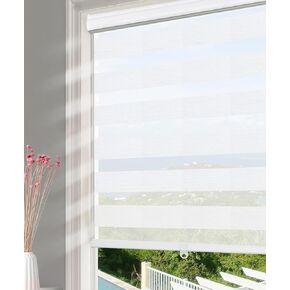 Homebox Cordless Zebra Blinds for Windows, Roller Window Shades Free-Stop Light Filtering Sheer Window Treatments Blinds for Kitchen Bathroom, 35" W x 72" H White
