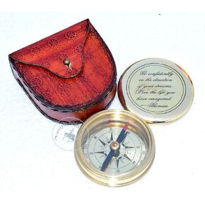 Go Confidently in The Direction of Your Dreams Thoreau's Quote Compass with Leather case Best Gift Item