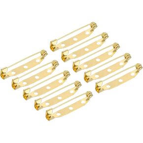 MECCANIXITY 100Pcs Safety Bar Pins 15mm Brooch Clasp Pin Backs for ID Badges Name Cards Tags DIY Craft, Bronze Tone
