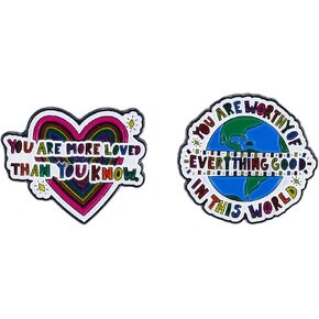 Cute Enamel Pins for Backpacks 2PCS Encouragement Brooch Pins Personality Pin Hats Bags Lapel Pins Accessory for Men Women Girls Boys Kids Funny Pins for Clothes