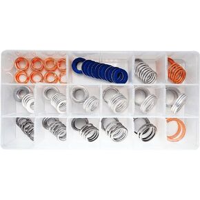 160PCS 16 Sizes Master Oil Drain Plug Gaskets Washers Assortment Kits for BMW, VW, Nissan, Toyota, Replace 11026-01M02 90430-12031 N0138157 11137546275 94109-14000