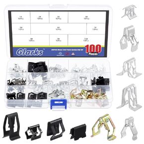 Glarks 100Pcs 10 Sizes Metal Trim Clip Spring Moulding Clip Universal Auto Body Fastener Clip Compatible with GTI, Jetta, Passat, Phaeton, VW Audi 4A0-867-276A