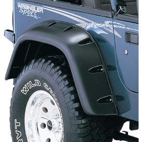 Bushwacker Jeep Cutout Pocket/Rivet Style Rear Fender Flares | 2-Piece Set, Black, Textured Finish | 10058-07 | Fits 1987-1995 Jeep Wrangler YJ (Excludes Renegade)