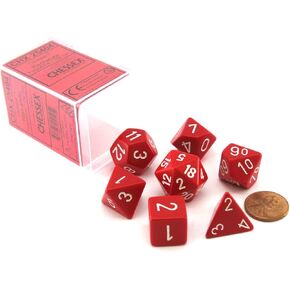 Chessex Polyhedral 7-Die Opaque Dice Set - Red with White