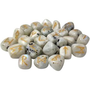 ANANYA FASHION & CRAFTS HUB Black Toumaline Gemstone Engraved Big Rune Stones Set (25 Pcs) for Beginners with Elder Futhark Alphabets for Healing Chakra Crystals Reiki feng Shui Runes Set