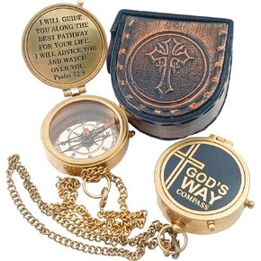 DAYOL'X God's Way Compass Psalm 32:8 - Religious Gifts for Men, Baptism Gift for Teenage Boys - 1st Communion Gifts for Boys for Dad from Daughter, Son, Kids