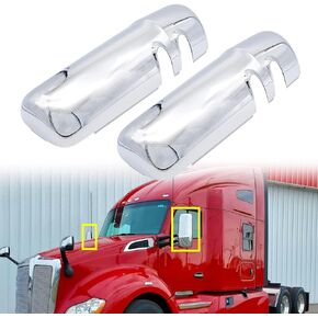 aostirmotor Chrome Door Mirror Covers Fit for Kenworth T680, A Pair Chrome Side Mirror Covers Fit for Kenworth T680 T880 W990 (Driver Side and Passenger Side)