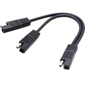 SAE Y Splitter Adapter Cable SAE 1 to 2 SAE DC Power Automotive Extension Cable 2 Pin Quick Connect Disconnect Plug SAE Connector 18AwG Wire for Solar Panel Charging(30 cm-Red Black)