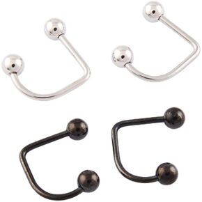 DATOA 16G Stainless Steel Lip Monroe Medusa Hoop Rings C-Shaped Piercing Ball Lippy Loop Labret Lip Rings Piercing Jewelry for Women Men
