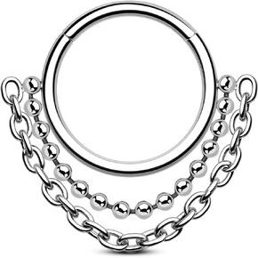 Dangle Chain Septum Rings 16G Cute Septum Jewelry Dangly Helix Daith Earrings for Women Stainless Steel Helix Daith Piercing Jewelry