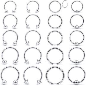 Octptiy 16G 14G الحاجز خواتم 316L الجراحية الصلب يتوقف الحاجز الأنف خواتم الفرس الشفاه الأذن الغضروف اللولب الزنمة ثقب 8 مللي متر 10 12 مللي متر 14 مللي متر 16 مللي متر in Kuwait