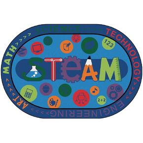 Carpets for Kids KID$Value Plus 72.57 STEAM Classroom Learning Rug 6ft x 9ft Oval Blue