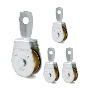 QWORK Single Pulley Block Wheel, 8 Pack Heavy Duty Zinc Plated Iron Single Wheel, 360 Degree Swivel Lifting Rope Pulley Block, Load Capacity 420 Lbs