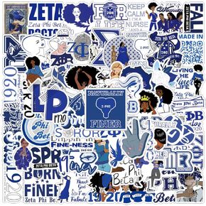 Zeta Phi Beta Sorority Paraphernalia Stickers 60pcs Fellowship Cociety Decals Aesthetic Waterproof Vinyl Pack Stickers for Water Bottle Laptop Cup Kids Adults Teens Girls Phone Skateboard DIY Party