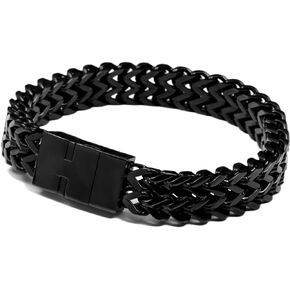 Magnetic Clasp Chain Bracelets for Men Boy Stainless Steel 12mm Width Large Franco Chain