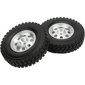 VGEBY 85MM RC Vehicle Tires 2PCS, Rubber Tires Alloy Wheel Rims Compatible with 1/14 Trailer Tractor Dump Truck Recreationball Model Car Accessories