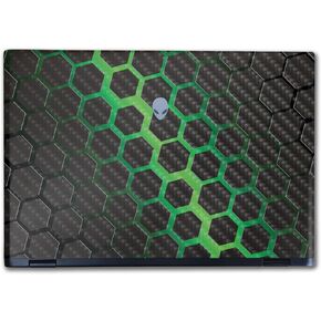 Carbon Fiber Laptop Skin Compatible with Alienware M16 R2 (2024) - Green Hex - Premium 3M Vinyl Protective Wrap Decal Cover - Easy to Apply | Crafted in The USA by MightySkins
