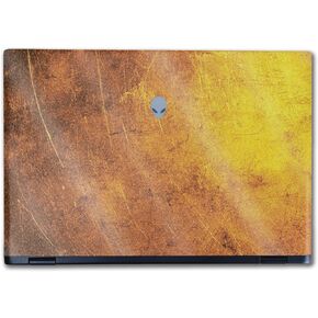 Glossy Glitter Laptop Skin Compatible with Alienware M16 R2 (2024) - Textured Gold - Premium 3M Vinyl Protective Wrap Decal Cover - Easy to Apply | Crafted in The USA by MightySkins