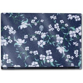 Glossy Glitter Laptop Skin Compatible with Alienware M16 R2 (2024) - White Freesia - Premium 3M Vinyl Protective Wrap Decal Cover - Easy to Apply | Crafted in The USA by MightySkins