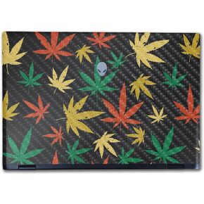 Carbon Fiber Laptop Skin Compatible with Alienware M16 R2 (2024) - Rastafari Kush - Premium 3M Vinyl Protective Wrap Decal Cover - Easy to Apply | Crafted in The USA by MightySkins