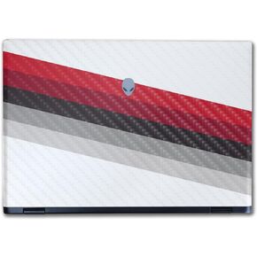 Carbon Fiber Laptop Skin Compatible with Alienware M16 R2 (2024) - Slant Stripes - Premium 3M Vinyl Protective Wrap Decal Cover - Easy to Apply | Crafted in The USA by MightySkins
