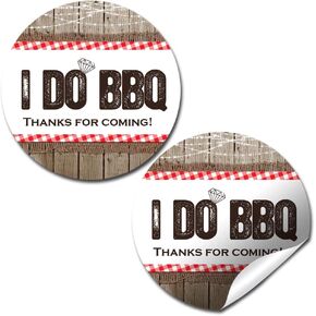 I Do BBQ Engagement Party Thank You Sticker Labels, 40 2" Party Circle Stickers by AmandaCreation, Great for Party Favors, Envelope Seals & Goodie Bags