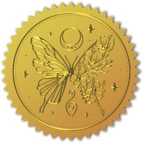 CHGCRAFT 100Pcs Baroque Pattern Gold Foil Certificate Seals Foil Embossed Stickers Self Adhesive Gold Foil Embossed Certificate Seals for Envelope Invitation Letter