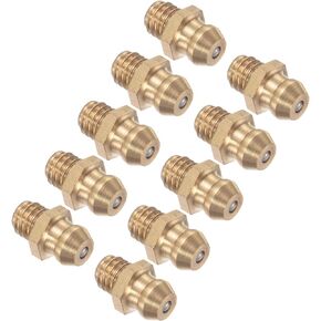 Brass Straight Grease Fitting, | M4x0.7mm Metric | Hydraulic Grease Nipple - (Applications: for Replacing Missing or Broken Oil Fitting), 10-Pieces